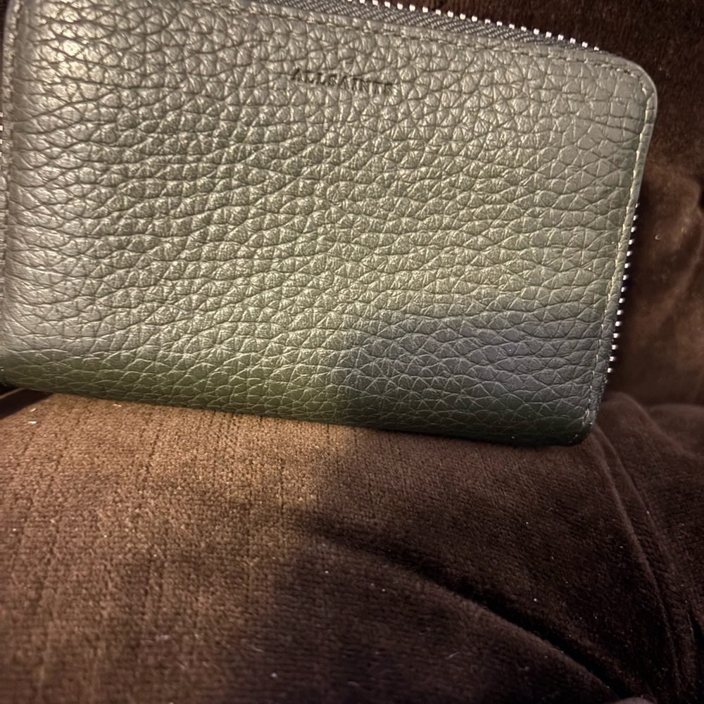 All Saints Black Textured Leather Wallet